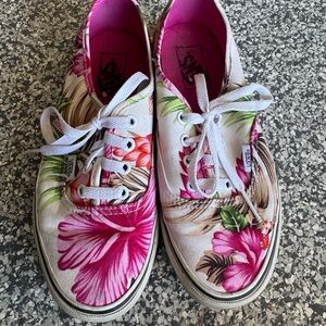 Vans Women's Floral Canvas Sneakers - Pink and White
